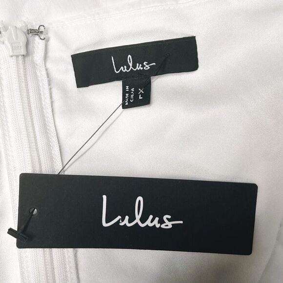 Lulus Angelic Approach White Chiffon Ruffled Tie-Strap Mini Dress Size XL NWT - Picture 7 of 9